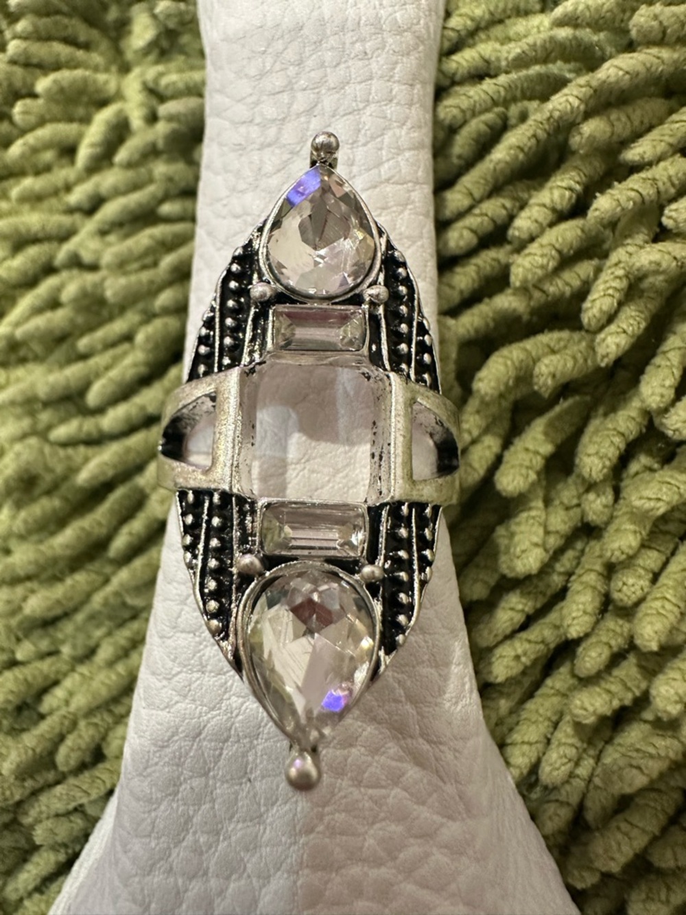 Free People Silver Tone Crystal Boho Rhapsody Stackable Rings - Picture 2 of 5